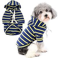 Felpa Con Cappuccio Per Cani Piccoli - Maglietta A Righe Maniche Corte - Taglia M Azzurro - Foto 6