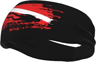 Scuba Diving Flag Sports Sweatbands for Men Women, Non Slip Elastic Wristbands Headbands for Basketball Tennis Workout Gym Yoga, Absorbent Breathable Black