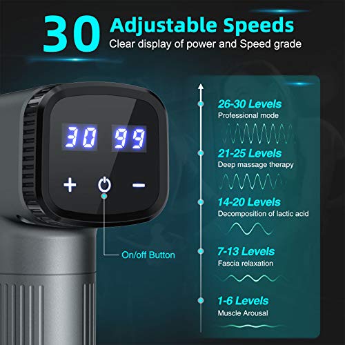 Mini pistola de fascia, masajeador muscular, masajeador de tejido profundo con pistola de masaje, pantalla táctil LCD, liviano, portátil para masaje de cuerpo completo Alivio muscular (A)
