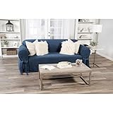 Classic Slipcovers Authentic Denim One-Piece Loveseat Slipcover - N/A