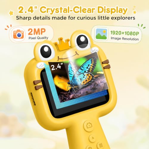Toy Borescope Camera for Kids - STEM Science Educational Outdoor Toy for 4 5 6 7 8 9 10 Years Old Kids Birthday Gift, 2.4‘’ Kid Camera for Outdoor Adventures & Nature Discovery (Yellow) — view 2