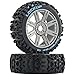 Duratrax Lockup 1:8 Scale RC Buggy Tires with Foam Inserts, C2 Soft Compound, Mounted on Black Chrome Wheels (Set of 2)