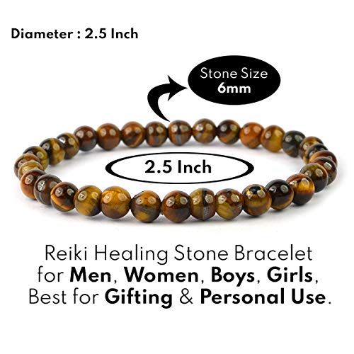 Image of Reiki Crystal Products Certified Natural Crystal Stone Bracelet 6 mm Round Beads for Men and Women | Premium Gemstone Jewellery Collection | Reiki Charged | Multiple Stone Variants Available
