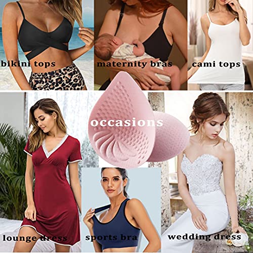 Prettywell Bra Pads Inserts, 2 Pairs Latex Bras Inserts For Sports Bras, Bra Cups Inserts For Bikini Tops (Pink, L) #TOP6