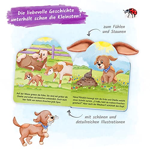 TRÖTSCH - Fühlbuch 'Der kleine Hund' | Kinderbuch mit flauschigen Plüschohren zum Greifen und Erkunden: Wunderschön illustriertes Vorlesebuch für entspannte Vorlesemomente | Ab 1 Jahr