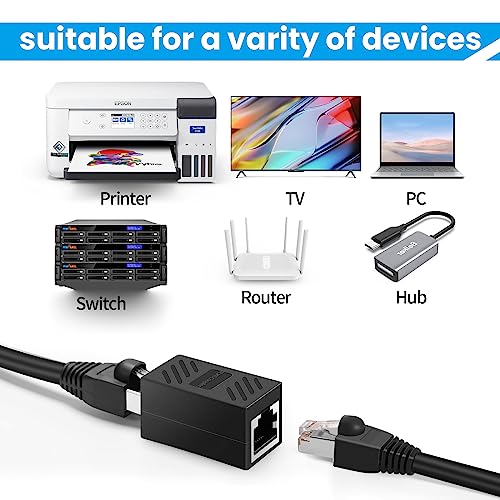 Image of RJ45 Coupler Ethernet Coupler, Female to Female, Cat7 /Cat6 /Cat5e /Cat5 Ethernet Cable Extender Adapter, 8Pack Black