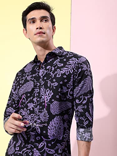 Image of Ketch Men Cotton Slim Fit Printed Full Sleeve Shirt