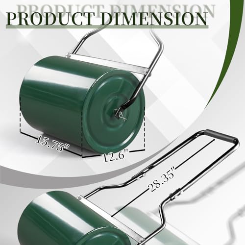Pinikuyiro Lawn Roller Water Filled Pull Behind 16inch Garden Drum Roller Push/Tow Behind, Water/Sand Filled Roller for Garden, Lawn, Backyard