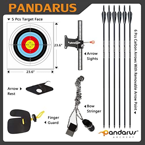Pandarus Wooden Takedown Recurve Bow 62" Right Handed For Outdoor Training Practice Recurve Bow For Adult & Youth Beginner (50Lbs, Left Hand) #TOP3
