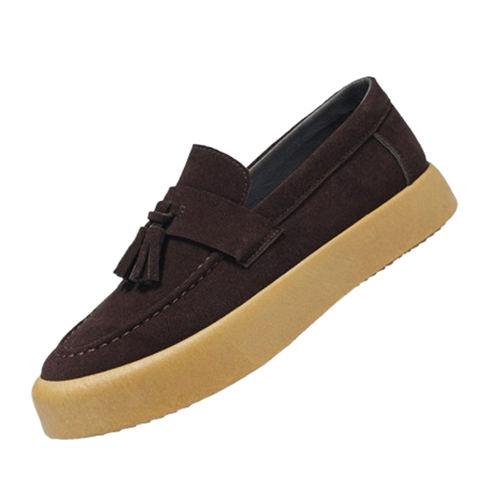 Blissbuilt Loafers For Men Round Toe Suede Vamp With Tassel Loafer Shoes Flat Heel Lightweight Comfortable Slip On Loafer Shoes,Office Work School Shoes EU39-46