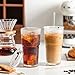 INSETLAN 20oz Hobnail Glass Cups with Lids and Glass Straws – 4 Pieces, Thick-Walled Glass Tumblers for Iced Coffee, Smoothies, Milk, Water, Juice, and More – Elegant and Durable Drinking Glasses