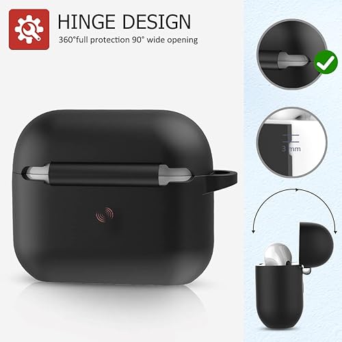 Miniatura 5 de Coffea Funda protectora de silicona con llavero para AirPods 3 generación 2021, patente registrada en Estados Unidos, color negro