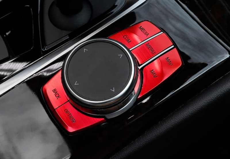 New Protective Media Button Stickers Compatible with BMW 3 Series F30 2012-2019 316i 318i 320i 328i 330i 335i (EVO-Style, Red)