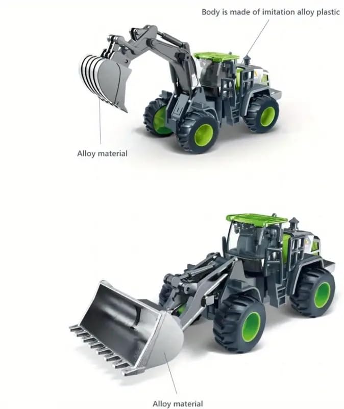 Image of Unbreakable Alloy Head Engineering Vehicle for Kids Boys Friction Powered Excavator Construction Truck Toy Set with Realistic Shape Models