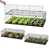 3 Pack Plant Protectors from Animals, Garden Cloches for Plants, Rustproof Chicken Wire Cloche Plant Cages to Keep Animals Out, Sturdy Metal Garden Cages for Outdoor Plants, 40" L × 20.5" W × 10" H