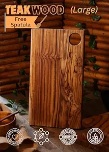 Handcrated Teak Wood Cutting/Chopping Board | Reversible | (15x9x0.75 Inches) | Multipurpose Board | Long-Lasting | Excellent for Vegetables & Fruits (Teak Large)