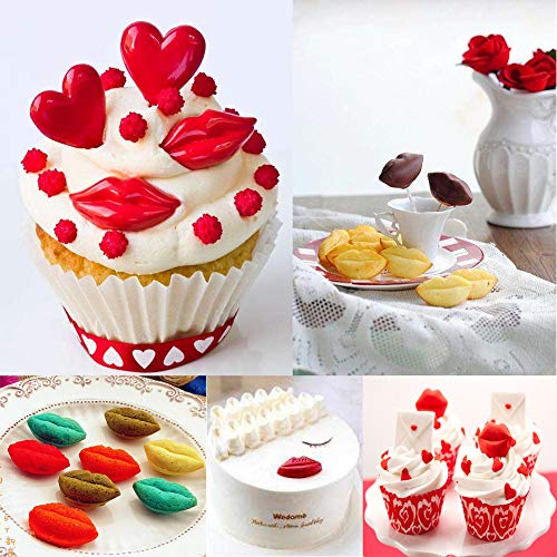 Busoha Lips Fondant Molds - Lips Kiss Collection Silicone Mold For Cake Decoration Chocolate Small Pastry Sugarcraft Baby Shower Wedding Bachelor Party Supplies Favors #TOP4