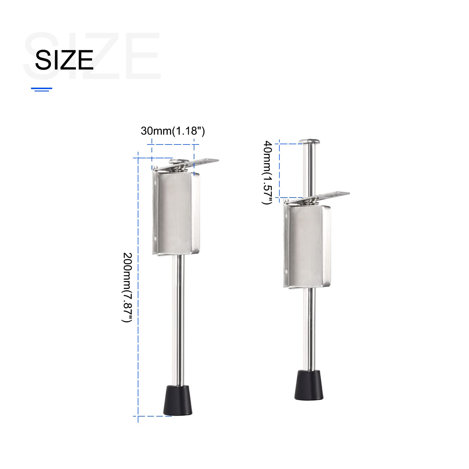 METALLIXITY Door Stopper Spring Loaded Telescopic Step (200mm/7.87") 1pcs, Stainless Steel Door Stops with Screws - Image 2