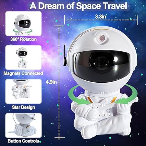 Image of One94Store Astronaut Galaxy Projector Night Light - 360 Rotating Nebula Star Projector with Remote, Timer & Adjustable Head - LED Space Lamp for Kids' Bedroom, Home & Party Decor (Guitar Astronaut)