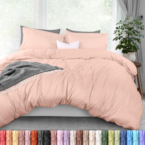 Image of Duvet Cover King, 3 PC Cotton Like Polyester with Zipper Closure, Tea Pink