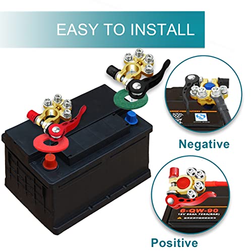 2Pcs Battery Terminal Connectors, 4 Way Quick Release Disconnect Battery Terminals, Positive Negative Battery Cable Ends For Sae/Jis Type A Posts By Zonbang (Copper) #TOP5