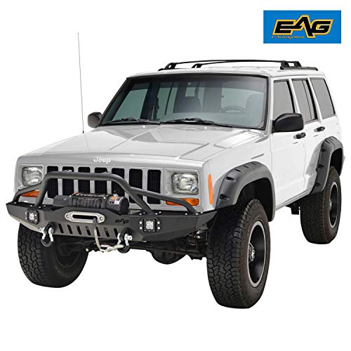EAG Steel Front Bumper with LED Lights and Winch Plate Fit for 84-01 Cherokee XJ/Comanche MJ - Thumbnail 5
