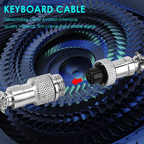 Geekria Coiled USB-C Gaming Keyboard Cable with Aviator Connector, 5-Pin Braided Double-Sleeved Mechanical Keyboard Cord Compatible with Logitech G715 G713, Keychron K8 K7 K6Pro (White 5FT) - Thumbnail 2