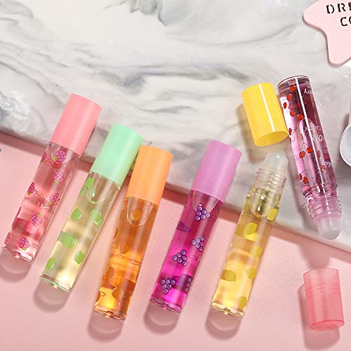 Mrettick Moisturizing Lip Oil 6 Pcs Roll-On Lip Oil Set Fresh Lip Glaze Transparent Colorless Moisturizing Lip Lotion Hydrating Lip Oil Set For Lip Care #TOP5