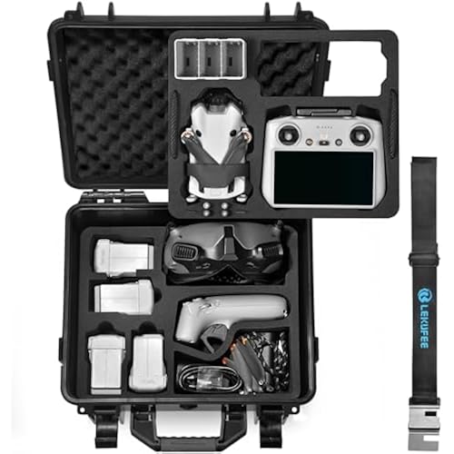 Lekufee Portable Waterproof Hard Case for DJI Mini 4 Pro/3 Pro/3 Drone, RC 2/RC N3/N2, Goggles 2/3/Integra, RC Motion 2/3 and Accessories(Case Only)