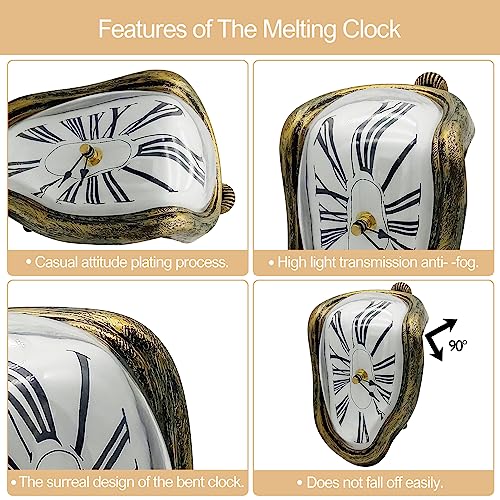 Melting Clock Salvador Dali Melting Clock,Funny Melted Clock Decor Maximalist Decor Melting Clock Wall For Decorative Home Office Shelf Desk Table Funny Creative Gift #TOP5