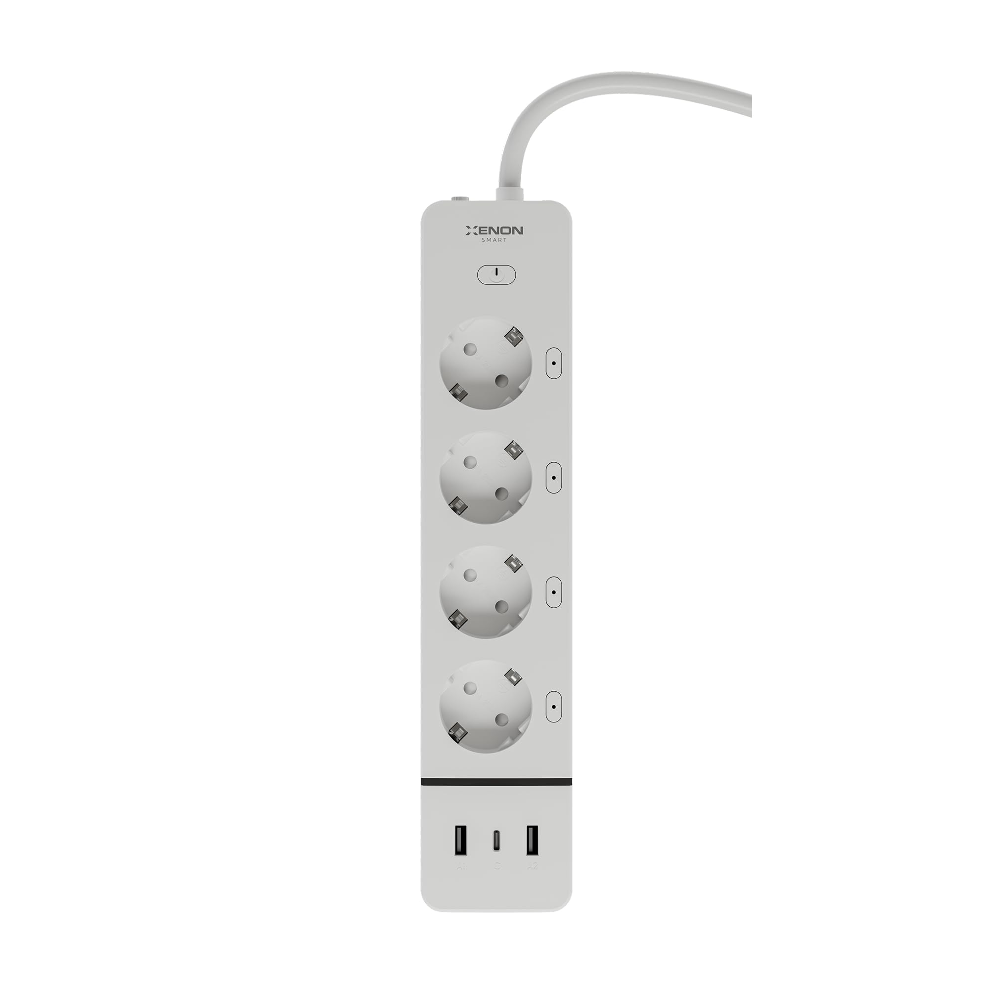 Xenon Smart Akıllı Çoklu Priz Wi-Fi 4 AC Çıkışlı 2 USB-A ve 1 USB-C Portlu 7in1 180 cm Kablo Google Home ve Alexa Uyumlu Mobil Uygulama Kontrollü 3680W Güç Kapasiteli X7087
