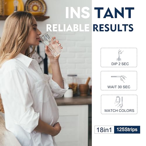 All-New 18 in1 Drinking Water Test Kit-125 Water Quality Test Strips for Well Tap Test Kit,Water Testing Strips for Home Drinking Water Testing,Hardness,Chlorine, Lead,Iron, Copper,Fluoride
