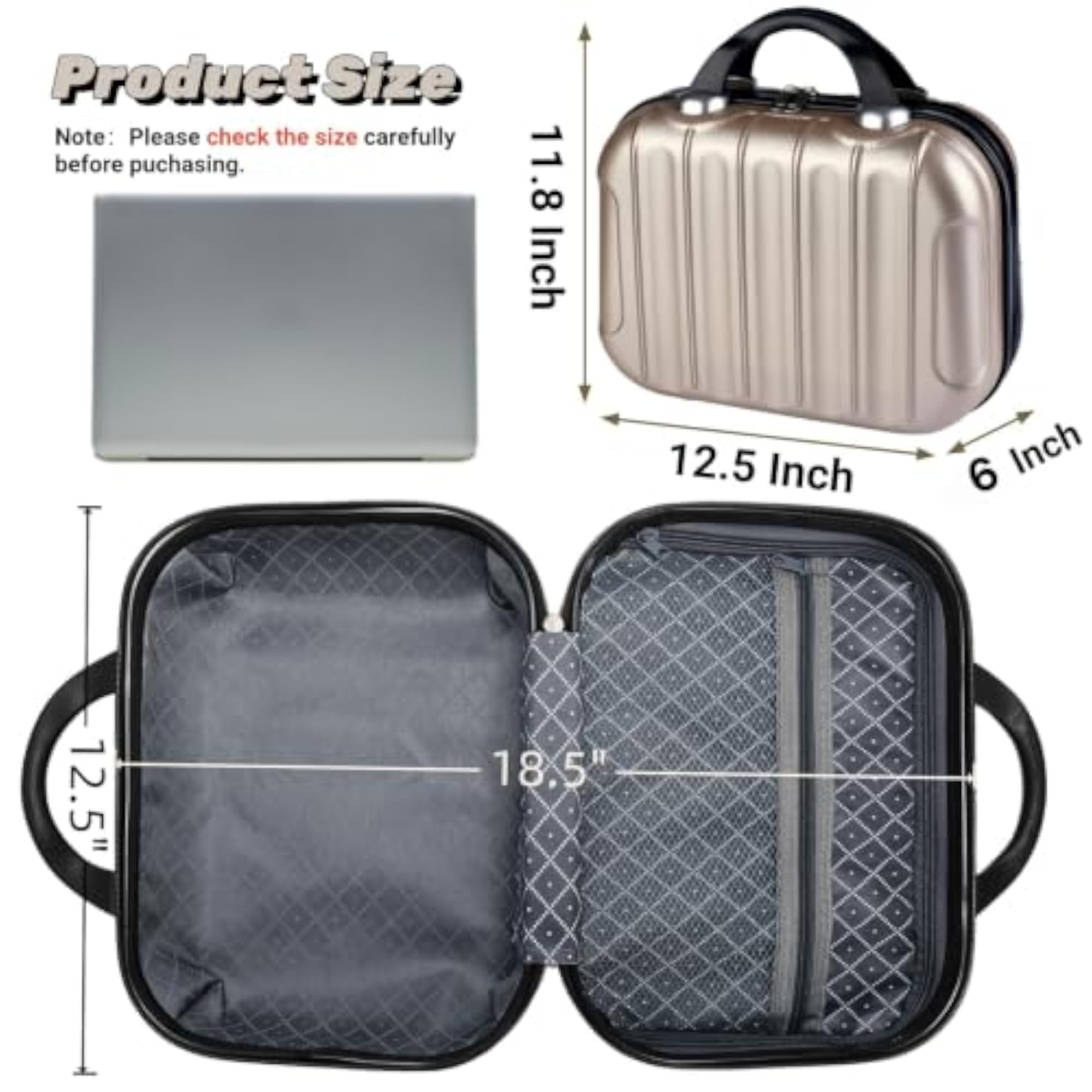 Hard Shell Makeup Travel Case, Portable Cosmetic Organizer