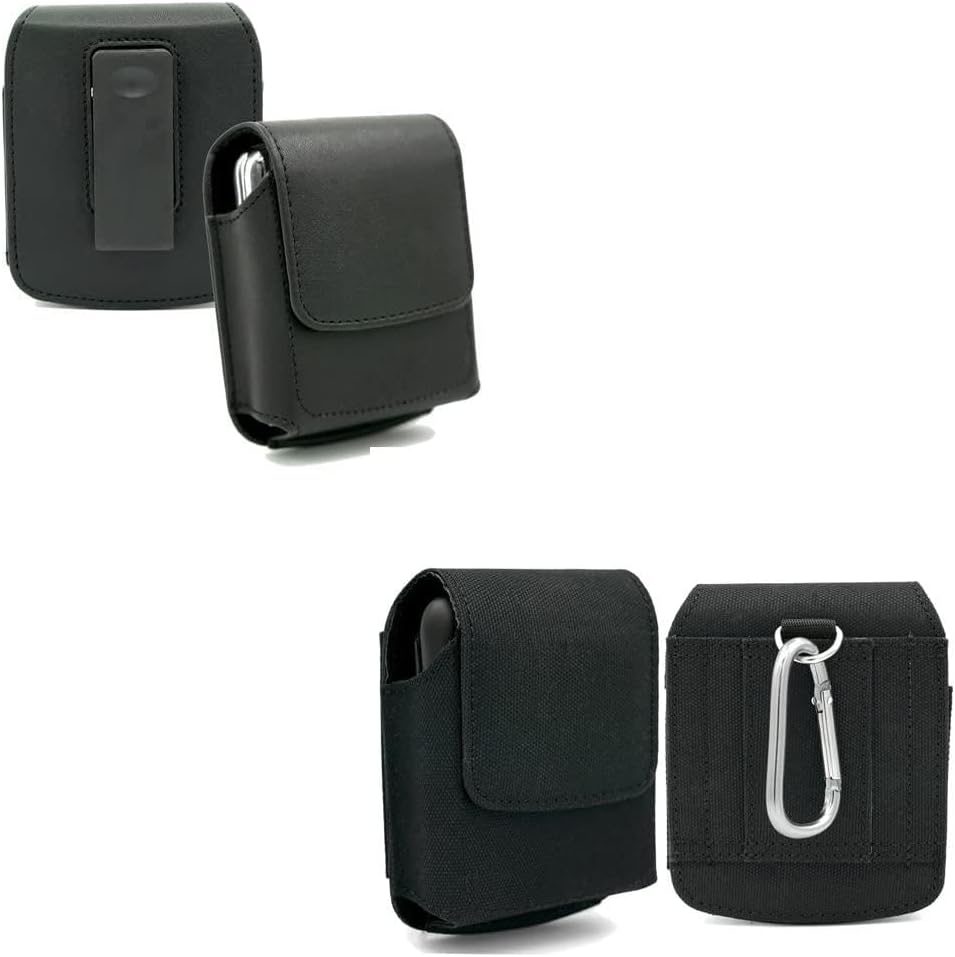 for Galaxy Z Flip3 5G Case Cell Phone Pouch Holster Case for Samsung Galaxy Z Flip3 5G Galaxy Z Flip 5G Galaxy Z Flip Motorola Razr 5G Motorola Razr 2019 (Leather+Nylon)