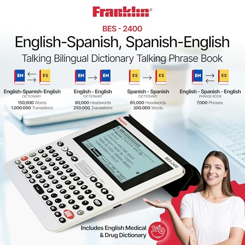 Franklin BES-2400 Talking Bilingual Dictionary English - Spanish and Spanish - English, Medical & Drug Dictionary, Talking Phrase Book & More