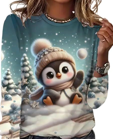 Womens Long Sleeve Christmas Sweater Cozy Winter Holiday Crewneck Sweaters for Women Trendy Womens Fall Tops Sweatshirt