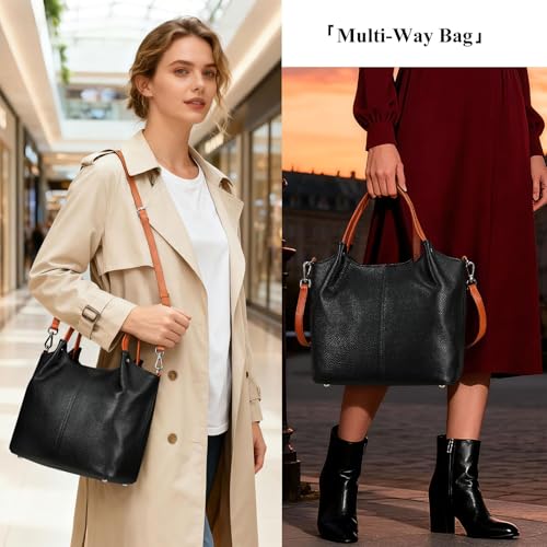 Image of Genuine Leather Women Handbags and Purses Designer Medium Tote Bag Fashion Shoulder Crossbody Satchel Hobo Bag