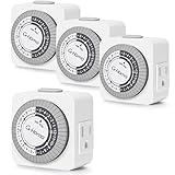 G-Homa Timers for Electrical Outlets,4-Pack 24 Hour Heavy Duty Indoor Plug-in Mechanical Timer Mini,