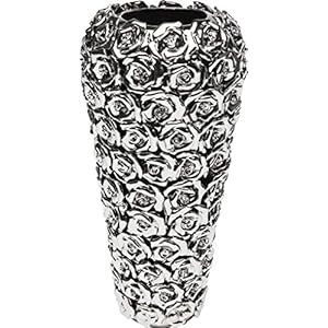 Kare Design Vase Rose Multi Chrome Big, Silver, Flower Vase, Stoneware, Chrome Plated, Handmade, Decorative Room Decor, Home Decor for Living Room, Bedroom, Gift Idea, 45x22x22 cm (H/W/D)