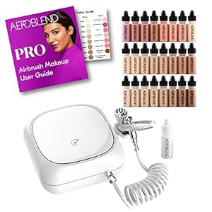 Airbrush Makeup PRO Starter Kit – Professional Cosmetic Airbrush Makeup System – 24 Color