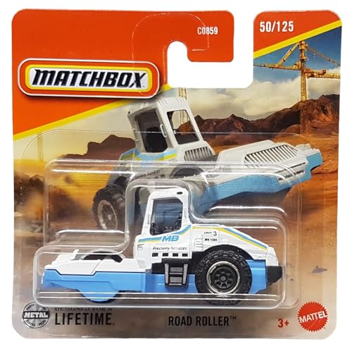 Matchbox - Road Roller - MBX Construction 50/125 - JBT19 - Short Card - Construction Site Vehicle - Road Roller - Superfast Lesney - Mattel 2025-1:64