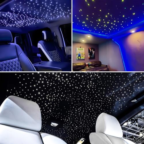 Image of AKEPO 6W Extremely Mini Twinkle Fiber Optic Starlights Headliner Lights Kit | 1350pcs*9.8ft /3m*0.02in End Glow Strands Music Activated APP&Remote Control Optical Star Ceiling Kit for Car /Home