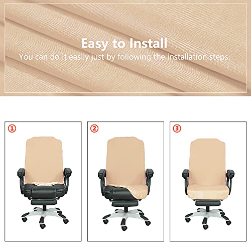 Image of SARAFLORA Office Chair Covers Stretch Washable Computer Chair Slipcovers for Universal Rotating Boss Chair Large Size, Champagne