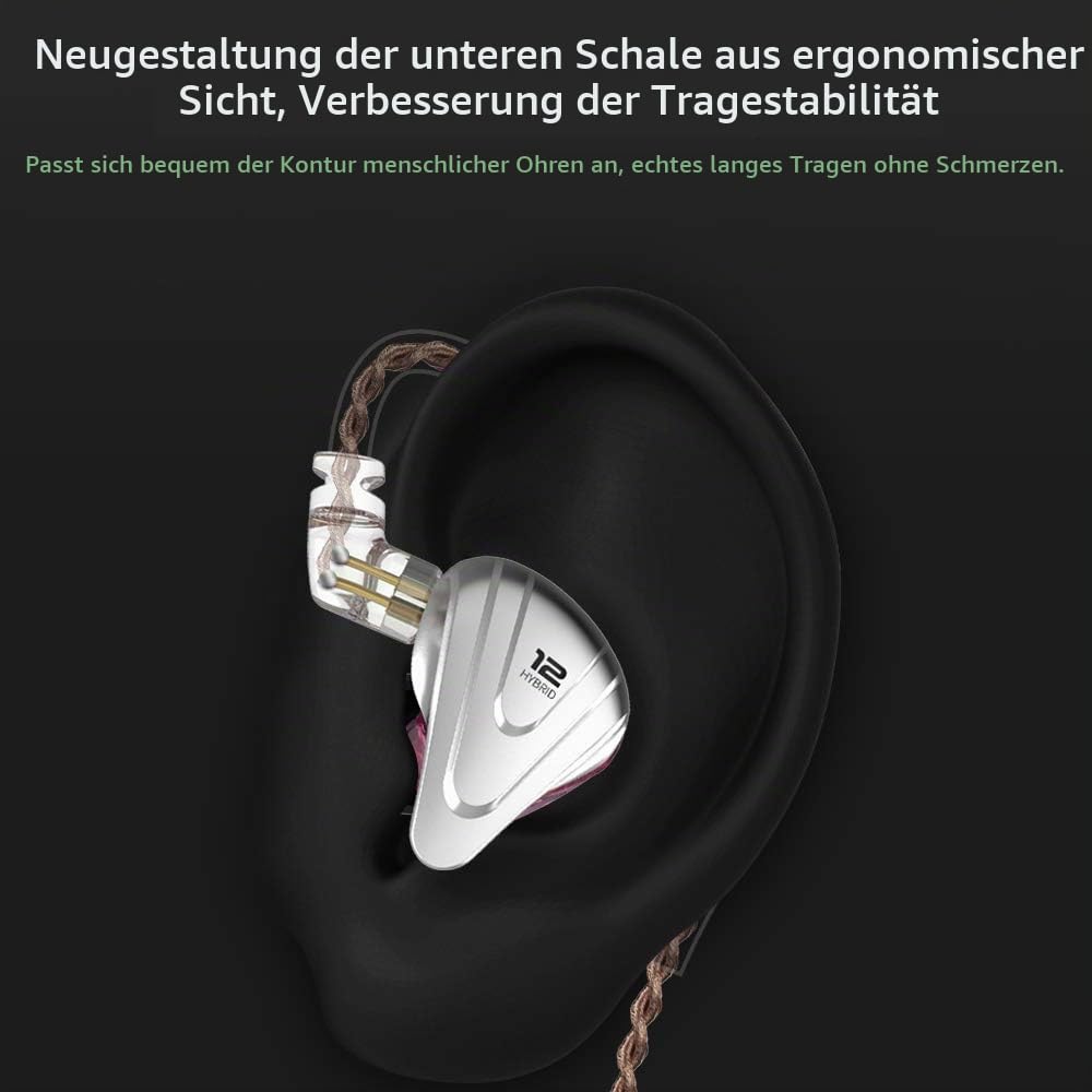 LINSOUL KZ ZSX 5BA+1DD 6 Treiber Hybrid In-Ear HiFi-Kopfhörer mit zinklegierter Frontplatte und 0,75 mm, 2-Pin abnehmbarem Kabel für Audiophile Musiker (Ohne Mic, Schwarz)