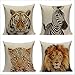 Cuscini per Divano 40x40cm Leone Leopardo Animale 4 Pack Federa per Cuscini,Copri Cuscini per Divano in Cotone e Lino Moderni Quadrate Federa per Cuscino Divano Soggiorno Camera Home Decor 16x16in