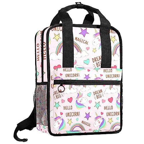 Sac à dos garçon rose motif licorne pour ne plus abîmer les cahiers
