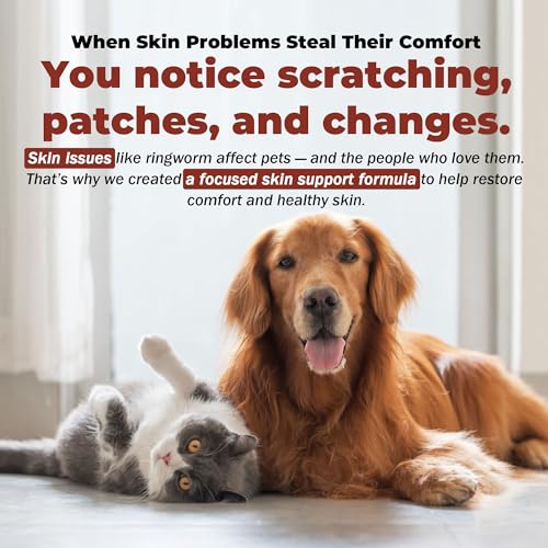 Ringworm Support Powder for Cats and Dogs – Fast Acting Relief of Itch/Redness/Fluff/Plaques – Allergy & Immune Support – L-Lysine, Beta-Glucan, Turmeric 95%, Chelated Zinc & Biotin – 60g Powder - Image 5