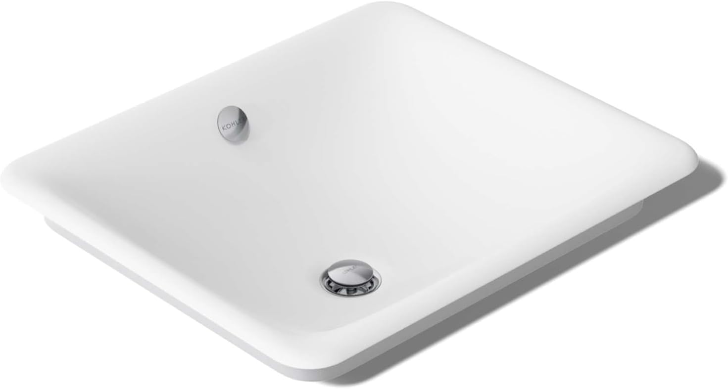 KOHLER 5400-W-FF Iron Plains Wading Pool Bathroom Sink, Sea Salt