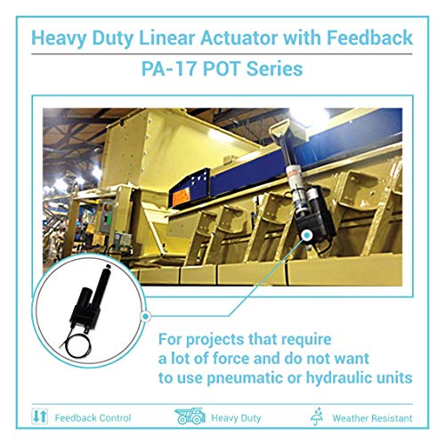 Progressive Automations 12V Feedback Linear Actuator (2000 Lbs. 4 In.) High Force Potentiometer, Heavy Duty. Dc Electric Motor, Stainless-Steel Stroke & Ip65 Protection. Pa-17-4-2000-Pot #TOP3