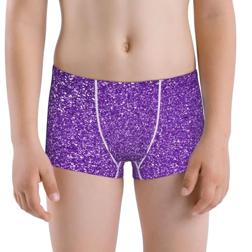 Boys' Cotton Boxer Brief Soft Underwear-Glitter Purple